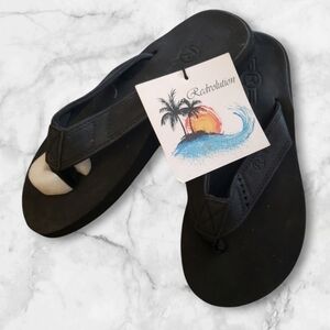 REDVOLUTION New Kids Classic PU Flip Flop Boys Kai Beach Sandals Kai Black SZ 1
